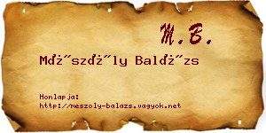 Mészöly Balázs névjegykártya